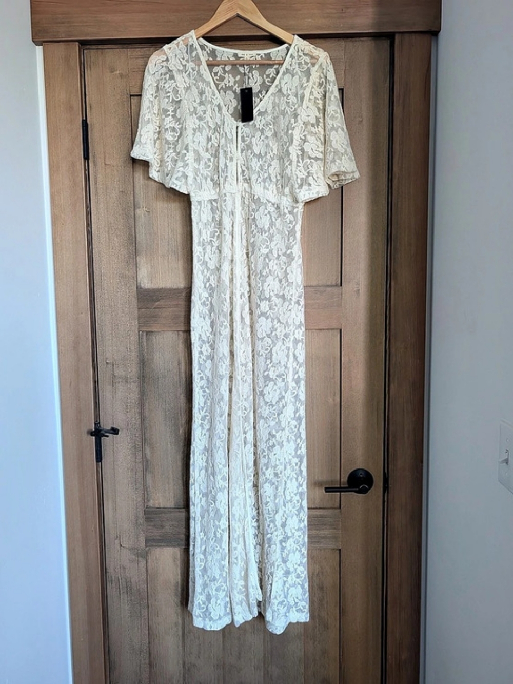 may & july Floral Lace Maxi Dress in White NWT